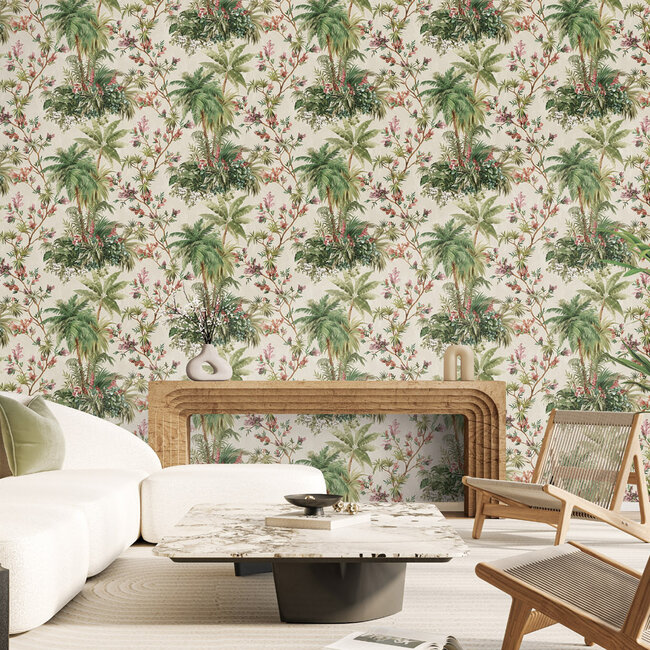 Dutch First Class Dutch First Class - Silva Essence - Silva Essence Tropis beige/groen - Vliesbehang - 10m x 53cm - 21159