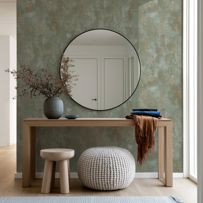 Dutch Wallcoverings Textured Plains beton groen/beige - vliesbehang - 10m x 53cm - TP1010