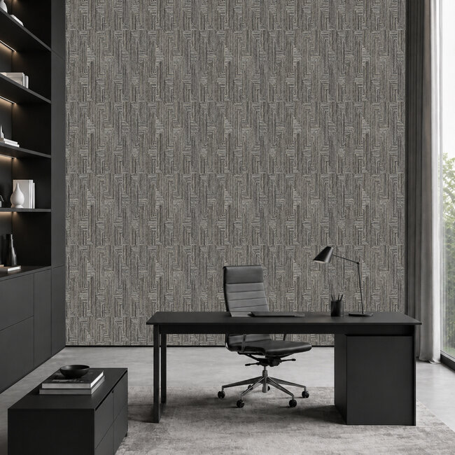Dutch Wallcoverings Dutch Wallcoverings - Santa Fé Retro string Motif Black - Vliesbehang - 10m x 53cm - SA524017