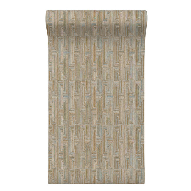 Dutch Wallcoverings Dutch Wallcoverings - Santa Fé Retro string Motif Gold - Vliesbehang - 10m x 53cm - SA524015