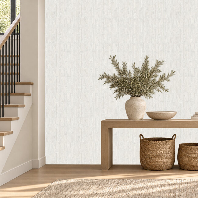 Dutch Wallcoverings Dutch Wallcoverings - Santa Fé Retro string Motif Taupe - Vliesbehang - 10m x 53cm - SA524011