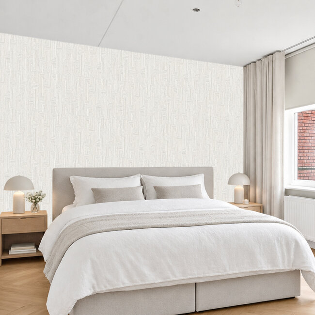 Dutch Wallcoverings Dutch Wallcoverings - Santa Fé Retro string Motif Taupe - Vliesbehang - 10m x 53cm - SA524011