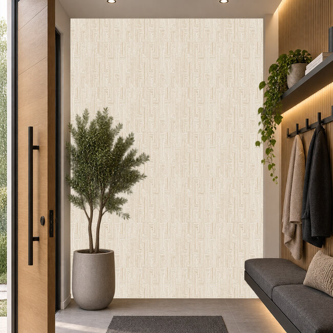Dutch Wallcoverings Dutch Wallcoverings - Santa Fé Retro string Motif Beige - Vliesbehang - 10m x 53cm - SA524012