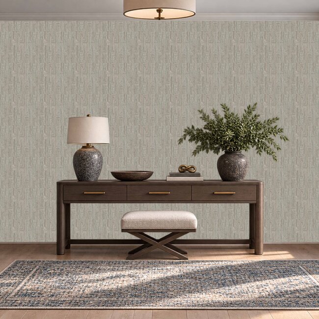 Dutch Wallcoverings Dutch Wallcoverings - Santa Fé Retro string Motif Blue - Vliesbehang - 10m x 53cm - SA524014