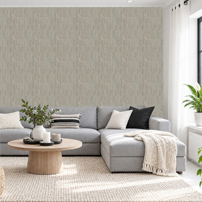 Dutch Wallcoverings Dutch Wallcoverings - Santa Fé Retro string Motif Blue - Vliesbehang - 10m x 53cm - SA524014