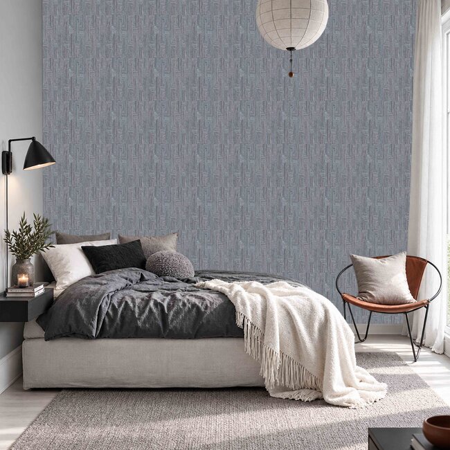 Dutch Wallcoverings Dutch Wallcoverings - Santa Fé Retro string Motif Navy Blue - Vliesbehang - 10m x 53cm - SA524016