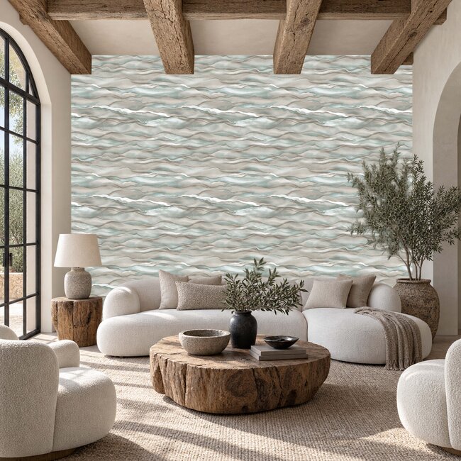 Dutch Wallcoverings Dutch Wallcoverings - Santa Fé Desert Sands Sea Foam - Vliesbehang - 10m x 53cm - SA524044