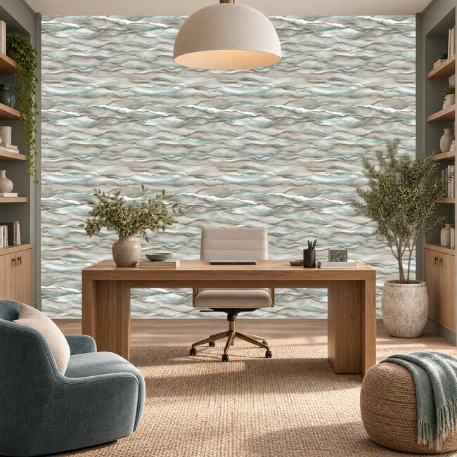 Dutch Wallcoverings Dutch Wallcoverings - Santa Fé Desert Sands Sea Foam - Vliesbehang - 10m x 53cm - SA524044