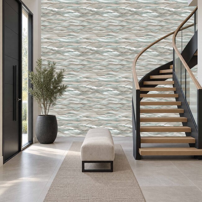Dutch Wallcoverings Dutch Wallcoverings - Santa Fé Desert Sands Sea Foam - Vliesbehang - 10m x 53cm - SA524044