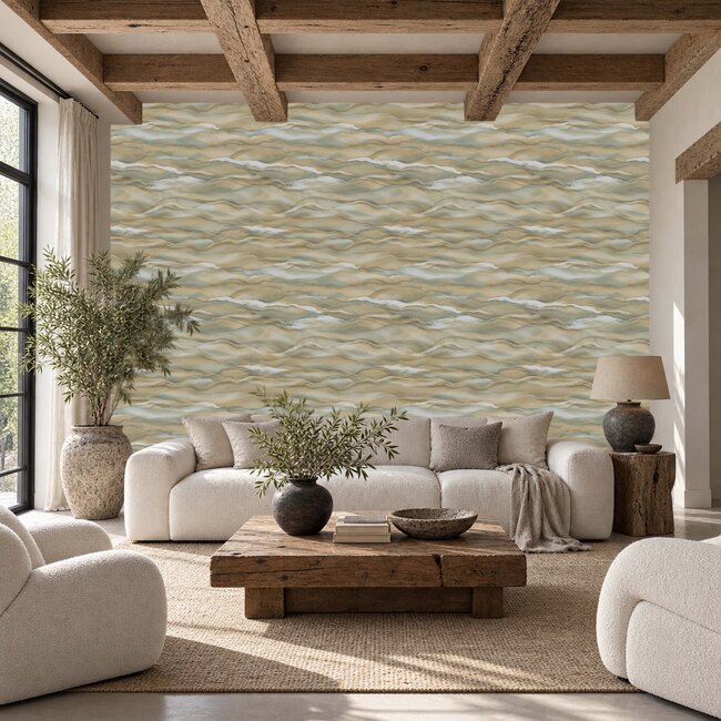 Dutch Wallcoverings Dutch Wallcoverings - Santa Fé Desert Sands Cream & Gold - Vliesbehang - 10m x 53cm - SA524045