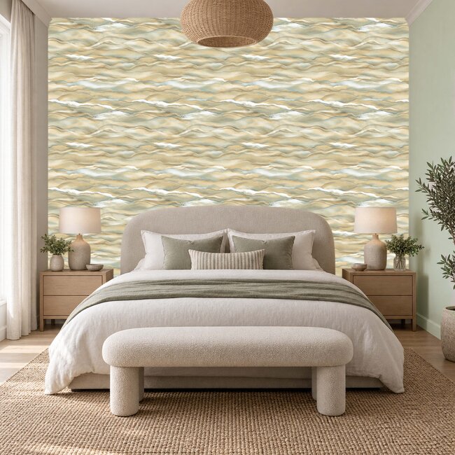 Dutch Wallcoverings Dutch Wallcoverings - Santa Fé Desert Sands Cream & Gold - Vliesbehang - 10m x 53cm - SA524045