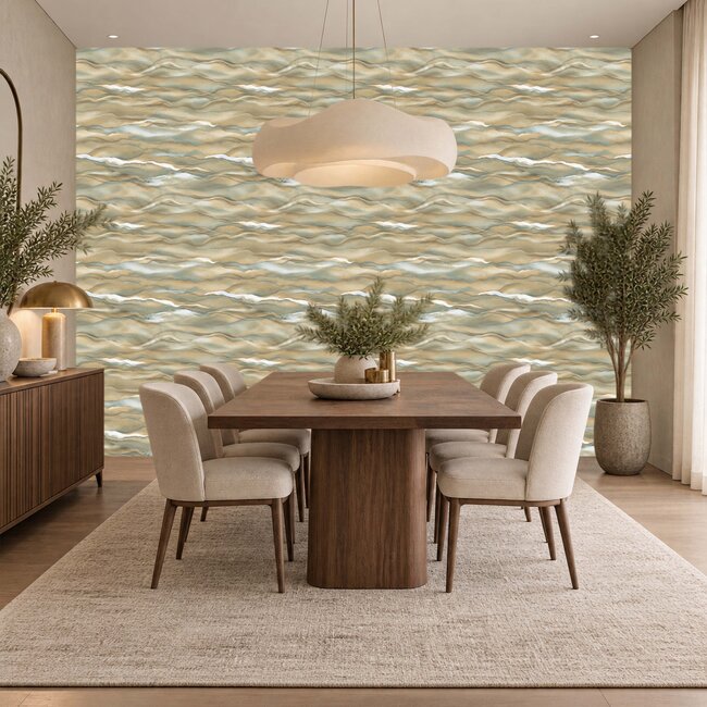 Dutch Wallcoverings Dutch Wallcoverings - Santa Fé Desert Sands Cream & Gold - Vliesbehang - 10m x 53cm - SA524045