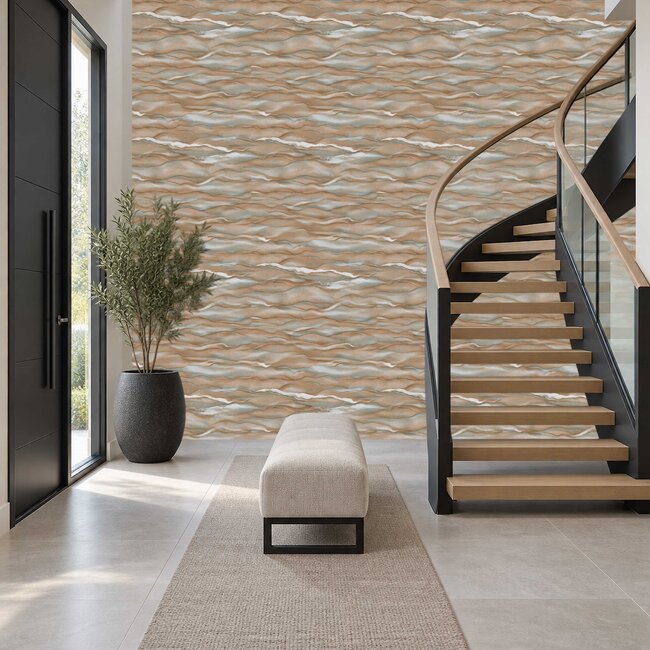 Dutch Wallcoverings Dutch Wallcoverings - Santa Fé Desert Sands Bronze & Grn - Vliesbehang - 10m x 53cm - SA524046