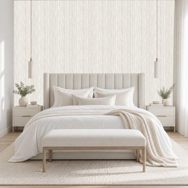 Dutch Wallcoverings Dutch Wallcoverings - Santa Fé Wood Grain Off White - Vliesbehang - 10m x 53cm - SA524061