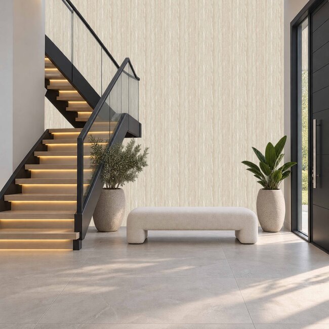 Dutch Wallcoverings Dutch Wallcoverings - Santa Fé Wood Grain Beige - Vliesbehang - 10m x 53cm - SA524062