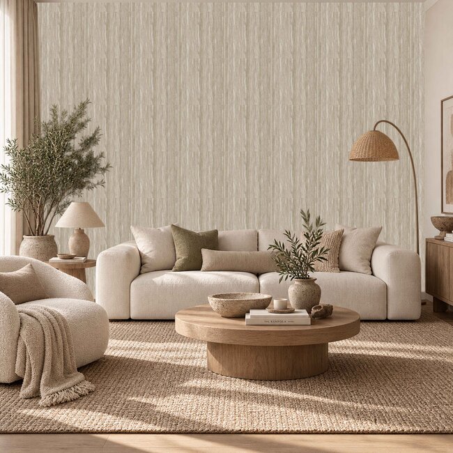 Dutch Wallcoverings Dutch Wallcoverings - Santa Fé Wood Grain Antique Gold - Vliesbehang - 10m x 53cm - SA524064