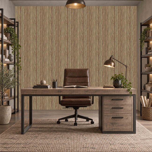 Dutch Wallcoverings Dutch Wallcoverings - Santa Fé Wood Grain Bronze - Vliesbehang - 10m x 53cm - SA524066
