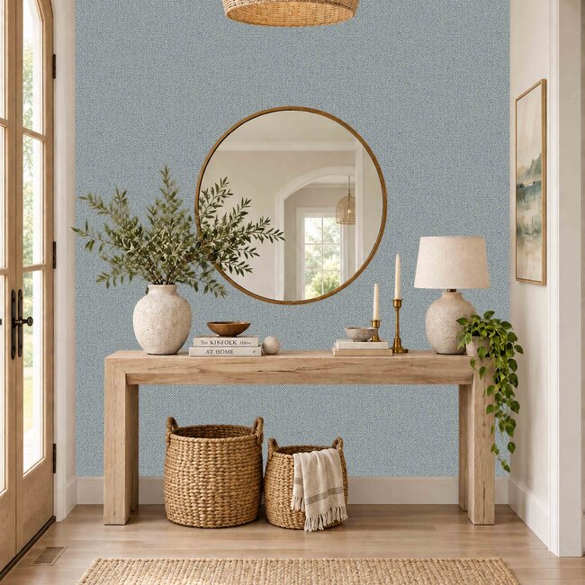 Dutch Wallcoverings Dutch Wallcoverings - Santa Fé Basket Weave Blue - Vliesbehang - 10m x 53cm - SA524097