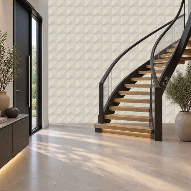 Dutch Wallcoverings Dutch Wallcoverings - Santa Fé Weaved Cube Cream - Vliesbehang - 10m x 53cm - SA524101