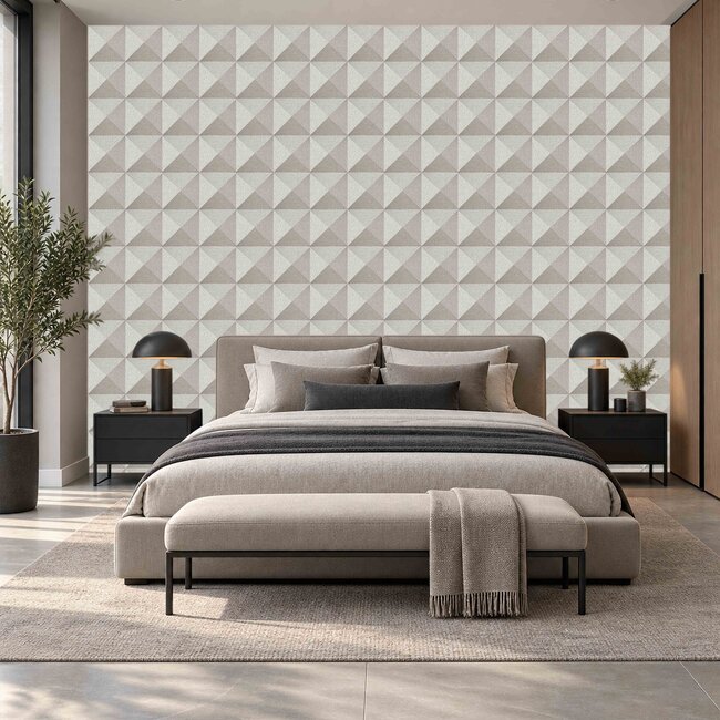 Dutch Wallcoverings Dutch Wallcoverings - Santa Fé Weaved Cube Taupe - Vliesbehang - 10m x 53cm - SA524102