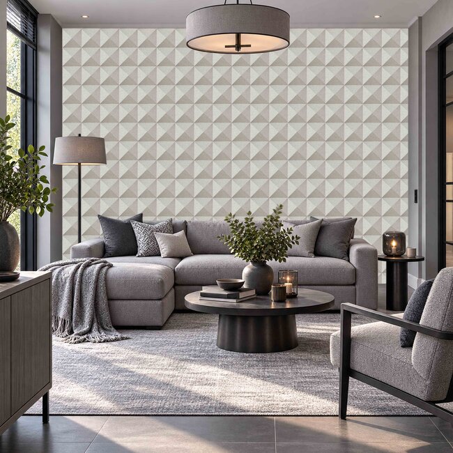 Dutch Wallcoverings Dutch Wallcoverings - Santa Fé Weaved Cube Taupe - Vliesbehang - 10m x 53cm - SA524102