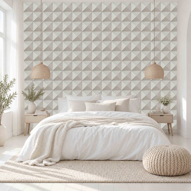 Dutch Wallcoverings Dutch Wallcoverings - Santa Fé Weaved Cube Taupe - Vliesbehang - 10m x 53cm - SA524102