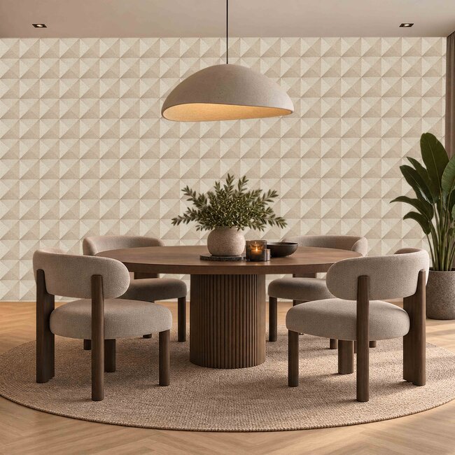 Dutch Wallcoverings Dutch Wallcoverings - Santa Fé Weaved Cube Beige - Vliesbehang - 10m x 53cm - SA524103