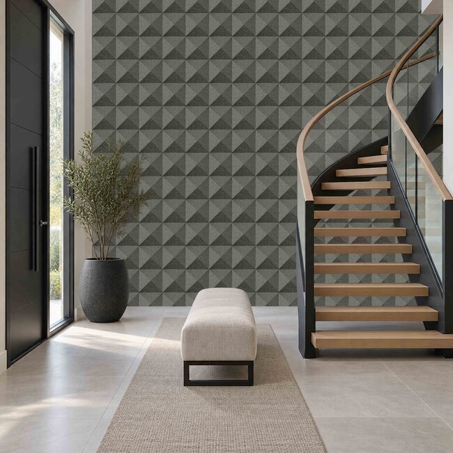Dutch Wallcoverings Dutch Wallcoverings - Santa Fé Weaved Cube Black - Vliesbehang - 10m x 53cm - SA524104
