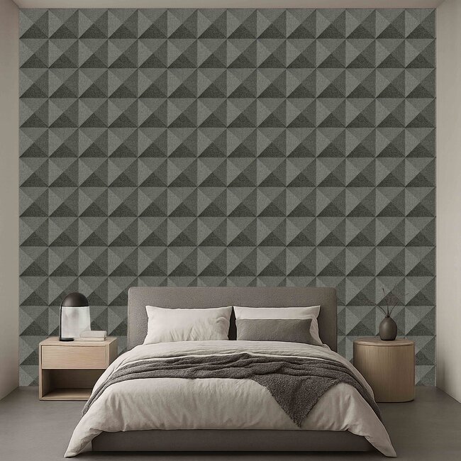 Dutch Wallcoverings Dutch Wallcoverings - Santa Fé Weaved Cube Black - Vliesbehang - 10m x 53cm - SA524104
