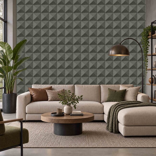 Dutch Wallcoverings Dutch Wallcoverings - Santa Fé Weaved Cube Black - Vliesbehang - 10m x 53cm - SA524104