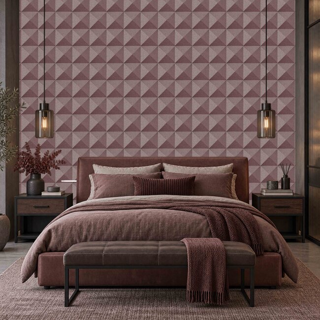Dutch Wallcoverings Dutch Wallcoverings - Santa Fé Weaved Cube Terracotta - Vliesbehang - 10m x 53cm - SA524106