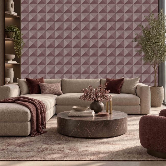 Dutch Wallcoverings Dutch Wallcoverings - Santa Fé Weaved Cube Terracotta - Vliesbehang - 10m x 53cm - SA524106