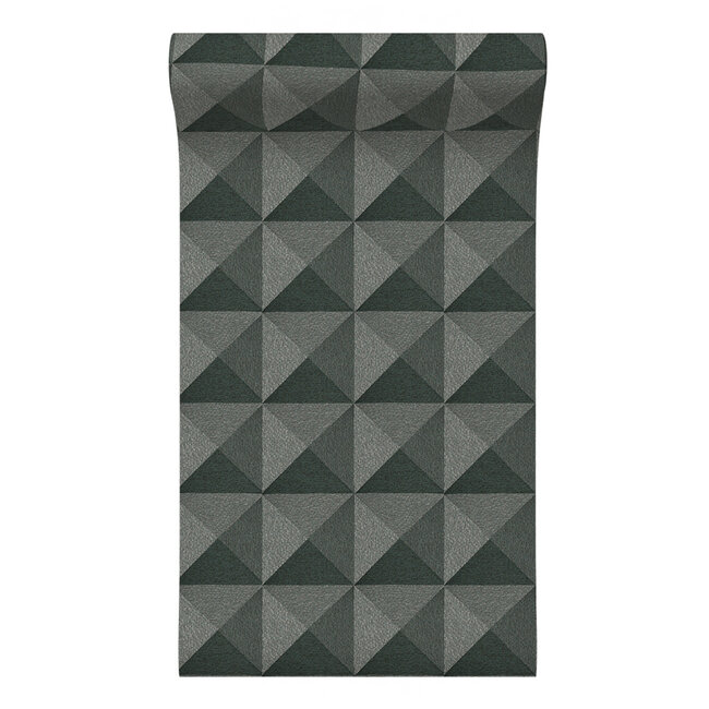 Dutch Wallcoverings Dutch Wallcoverings - Santa Fé Weaved Cube Green - Vliesbehang - 10m x 53cm - SA524105