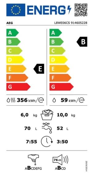 AEG L8WE06CS Was-droogcombinatie ProSteam ÖKOMix