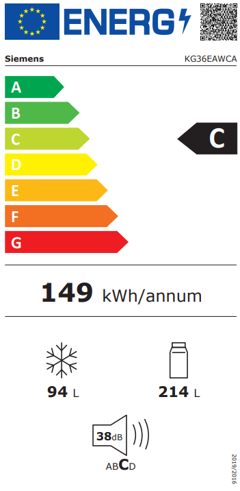 Siemens KG36EAWCA Vrijstaande koel-vriescombinatie