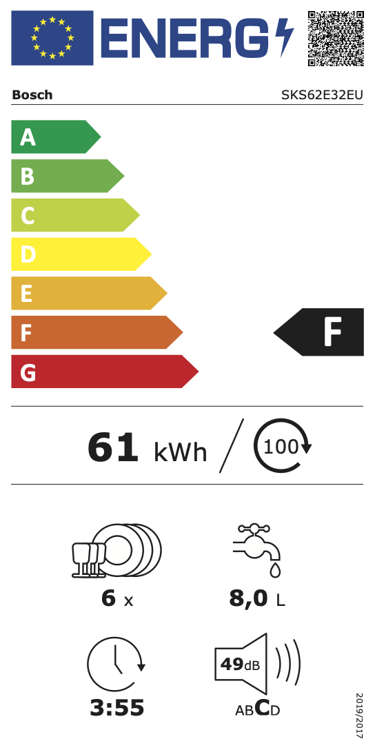 Bosch SKS62E32EU - Vrijstaande compacte vaatwasser