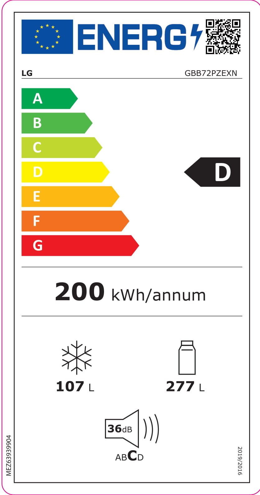 LG GBB72PZEXN Koelvriescombinatie