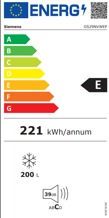 Siemens GS29NVWEP Vrijstaande vriezer