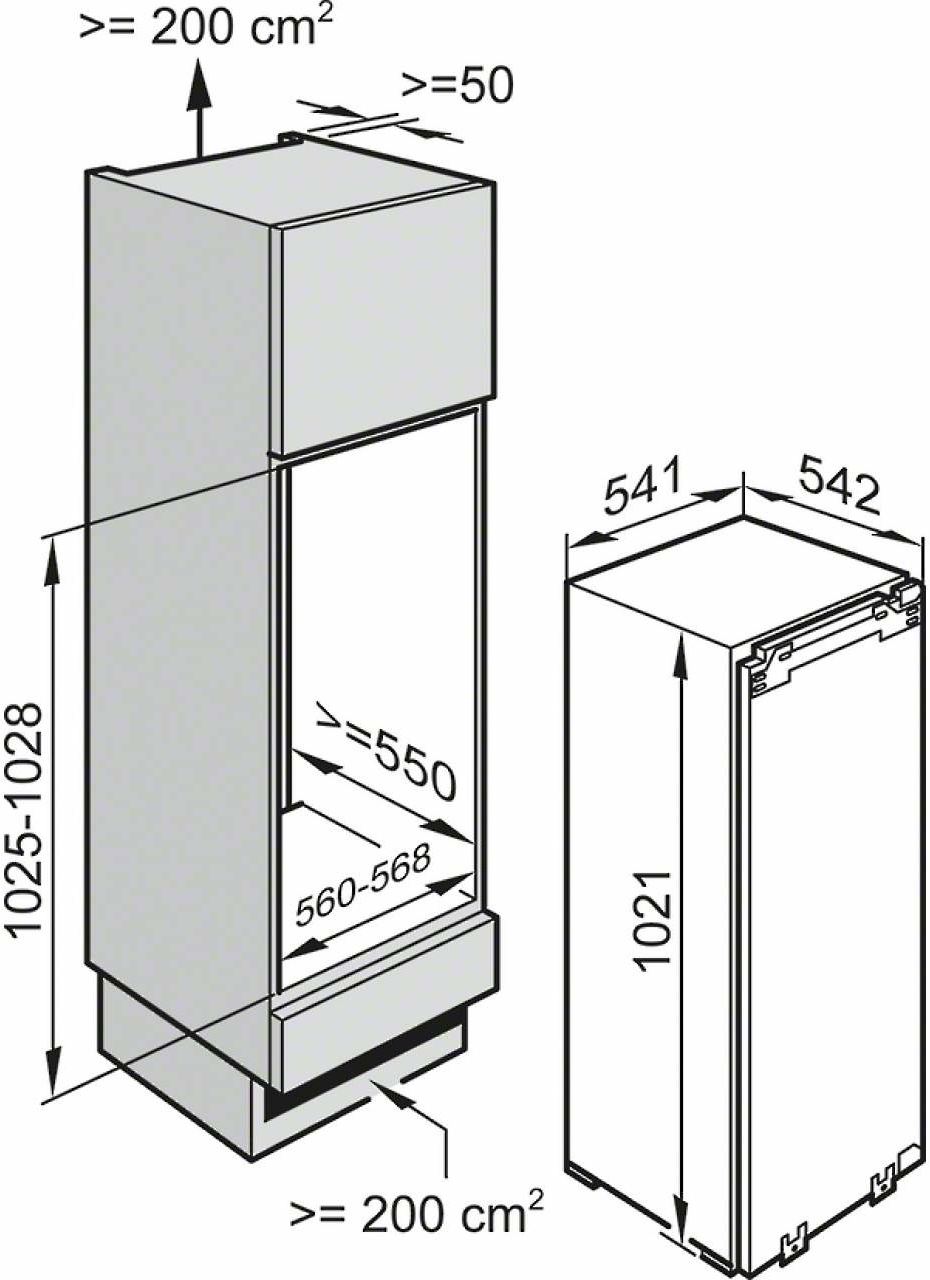Miele K513 i-2 Inbouw koelkast 102 cm zonder vriesvak