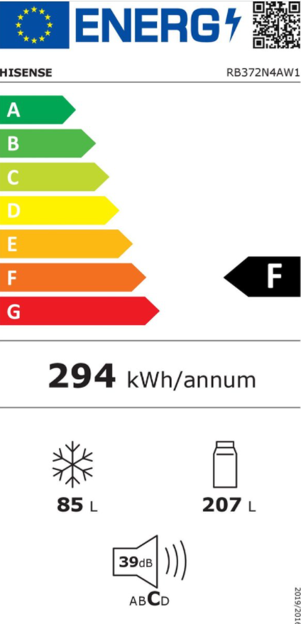 Hisense RB372N4AW1 Koel-vriescombinatie