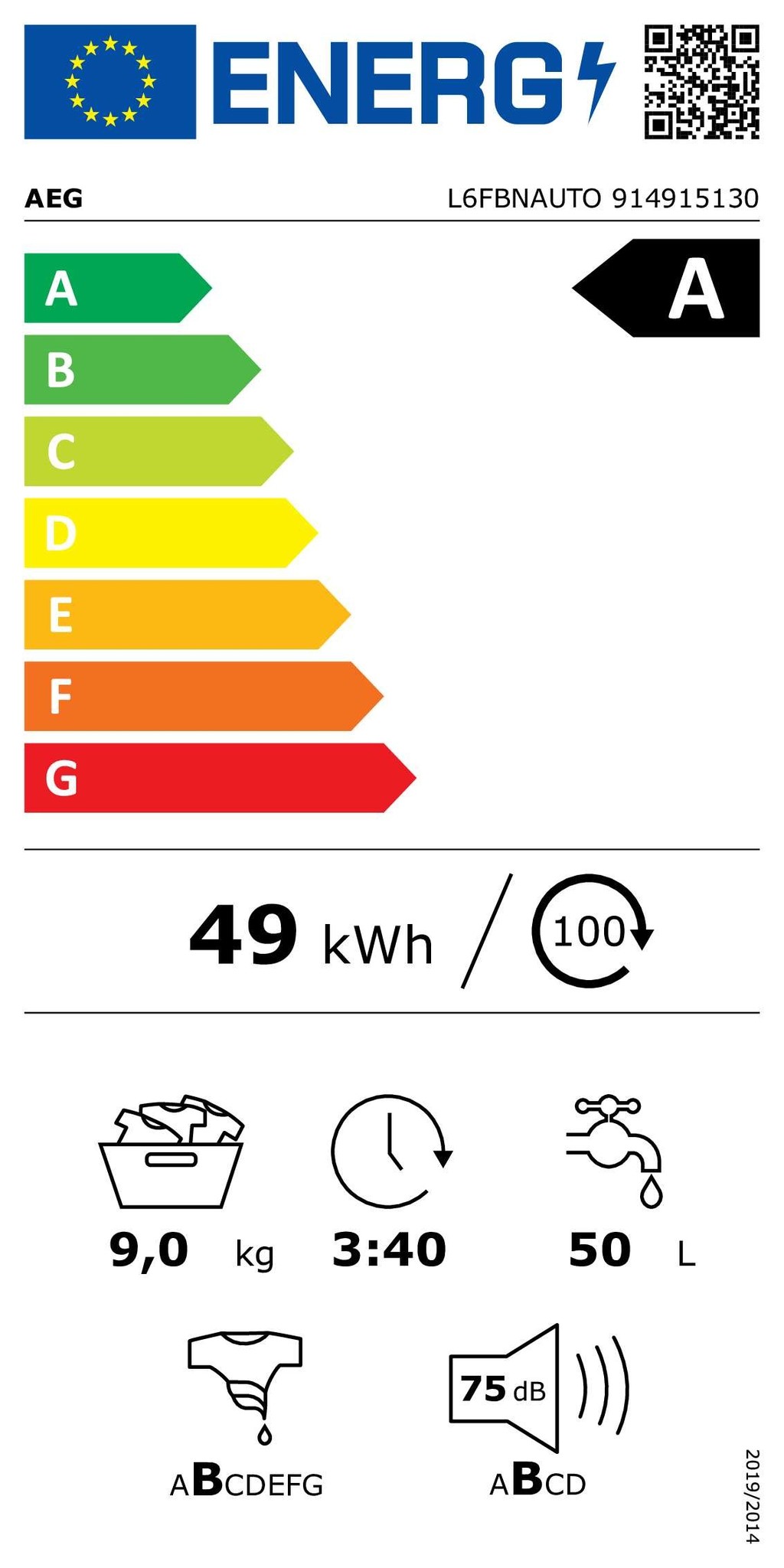 AEG ProSense AutoDose L6FBNAUTO - Wasmachine