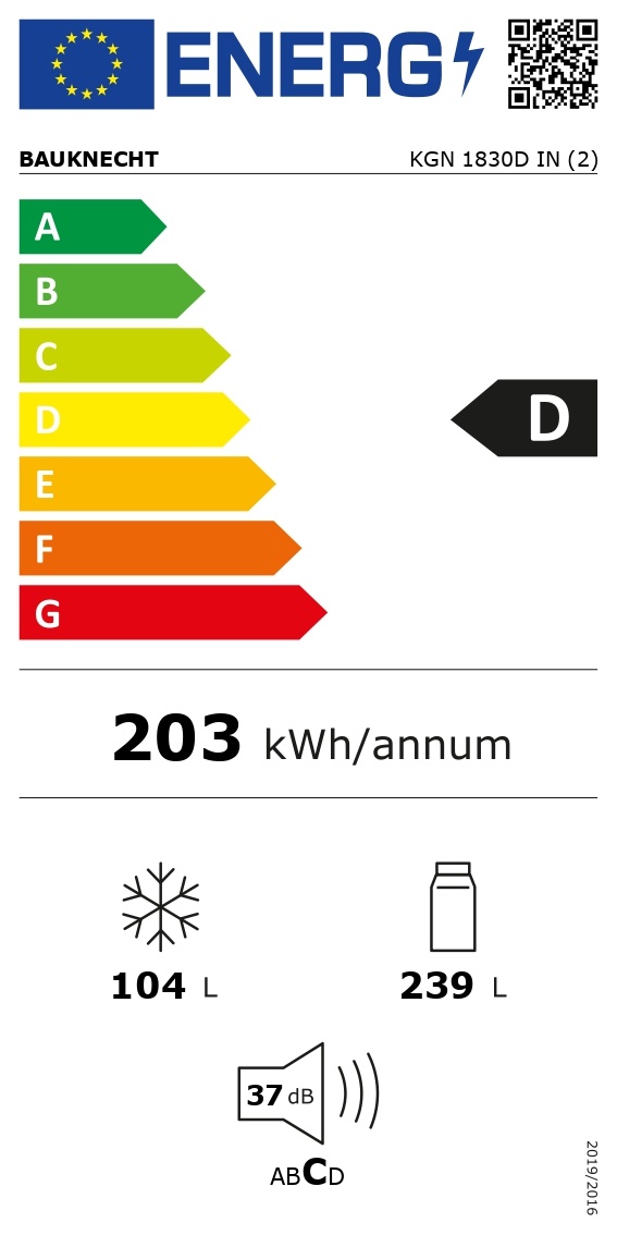 Bauknecht KGN 1830D IN - Koel-vriescombinatie