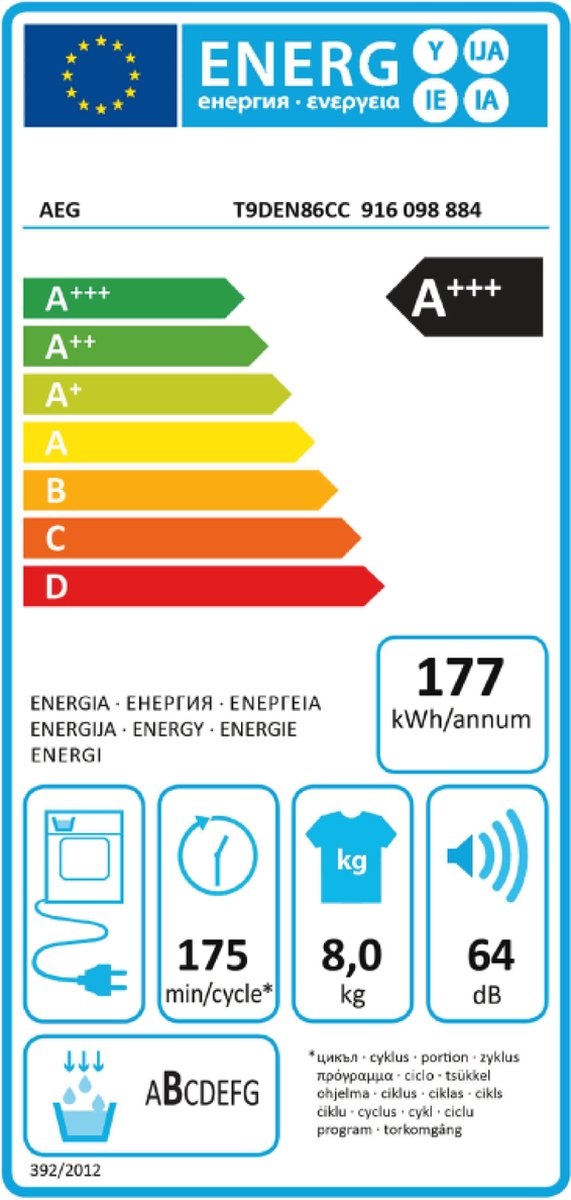 AEG T9DEN86CC FiberPro - Warmtepompdroger