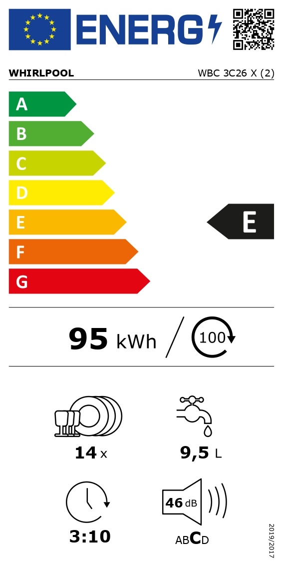 Whirlpool WBC3C26X - Inbouw vaatwasser