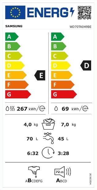 Samsung EcoBubble WD70TA049BE - Was-droogcombinatie