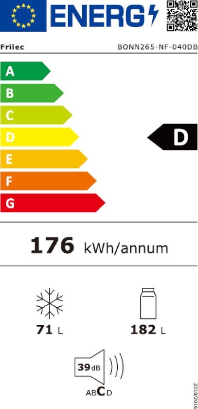 Frilec BONN265-NF-040-DBL - Koel-vriescombinatie