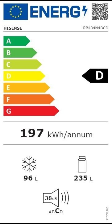 Hisense RB434N4BCD - Koel-vriescombinatie