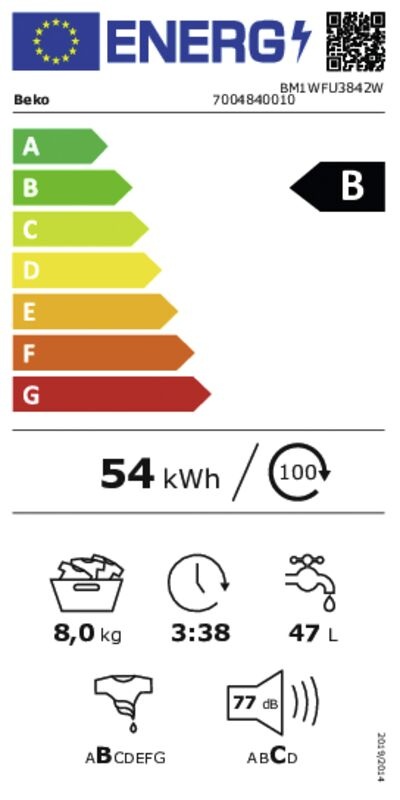 Beko BM1WFU3842W SteamCure - Wasmachine