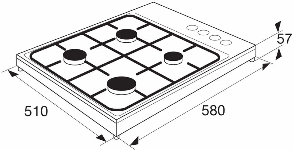 ETNA KGV158WIT - Gaskookplaat