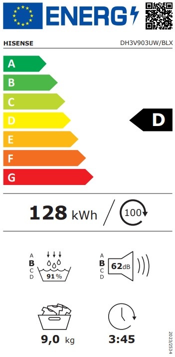 Hisense DH3V903UW/BLX - Warmtepompdroger